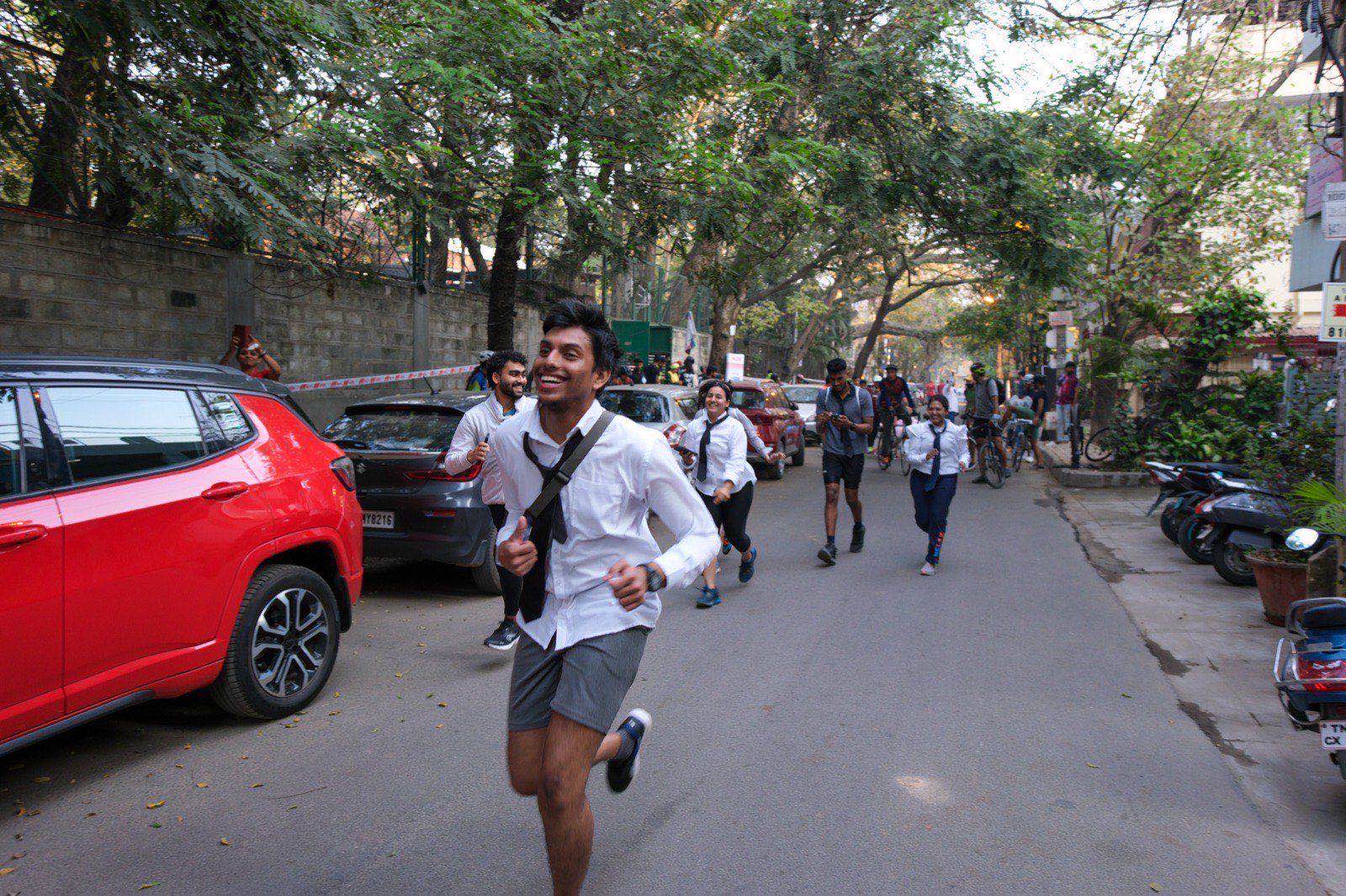 Riders celebrating at the finish